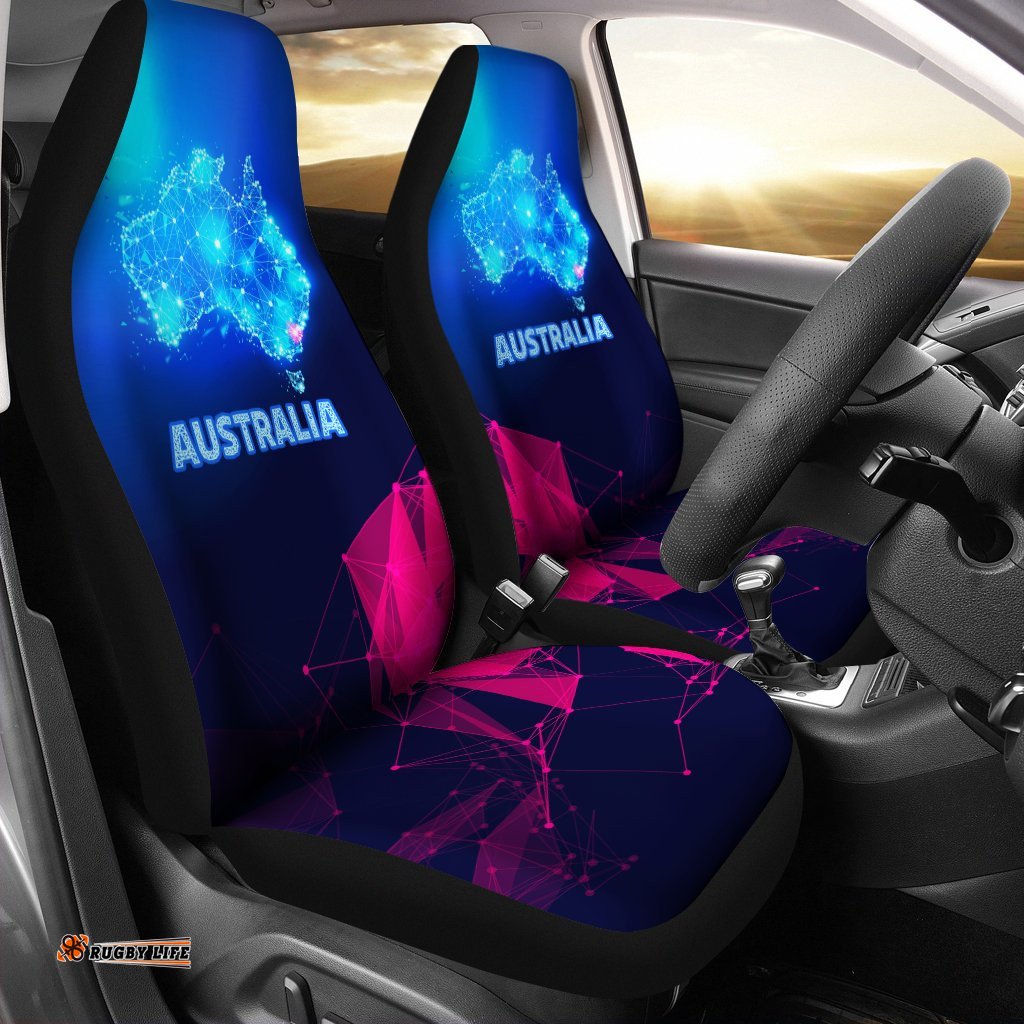Car Seat Covers Australian Map Seat Cover Glowing Polygon Style Universal Fit