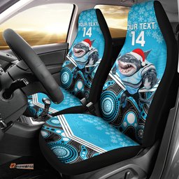 Sharks Rugby Christmas Car Seat Cover Merry Xmas Mix Aboriginal Art