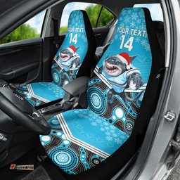 Sharks Rugby Christmas Car Seat Cover Merry Xmas Mix Aboriginal Art