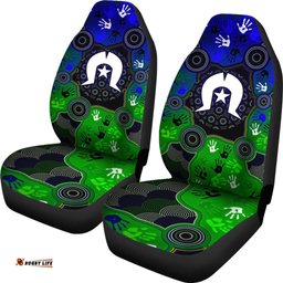 Aboriginal Car Seat Torres Strait Symbol With Indigenous Patterns