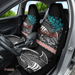 Personalised New Zealand Waka Car Seat Cover Aotearoa Maori Silver Fern Pattern