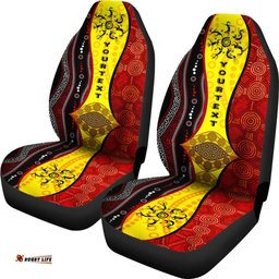 Aboriginal Car Seat Covers Dreamtime Koori Dance and Dot Acrylic Paint