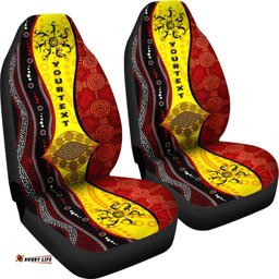 Aboriginal Car Seat Covers Dreamtime Koori Dance and Dot Acrylic Paint