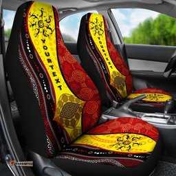 Aboriginal Car Seat Covers Dreamtime Koori Dance and Dot Acrylic Paint