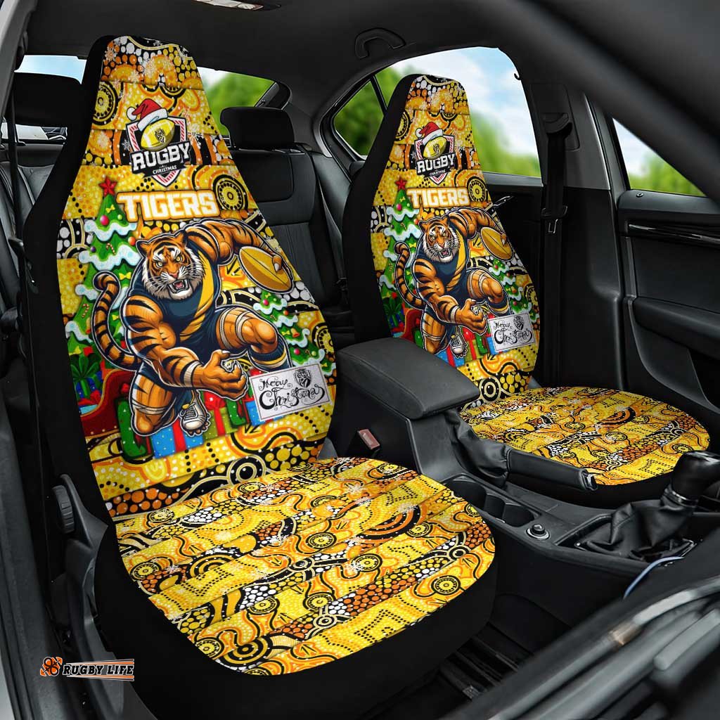 Richmond Tigers Football Merry Christmas Car Seat Cover Indigenous Australian Art