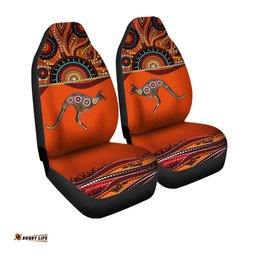 Aboriginal Car Seat Cover Kangaroo With Dot Painting