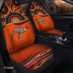 Aboriginal Car Seat Cover Kangaroo With Dot Painting
