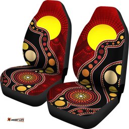 Aboriginal Car Seat Covers, Australia Aboriginal Lives Matter Flag Circle Dot Painting Art Seat Covers