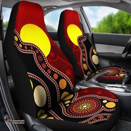 Aboriginal Car Seat Covers, Australia Aboriginal Lives Matter Flag Circle Dot Painting Art Seat Covers