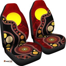 Aboriginal Car Seat Covers, Australia Aboriginal Lives Matter Flag Circle Dot Painting Art Seat Covers