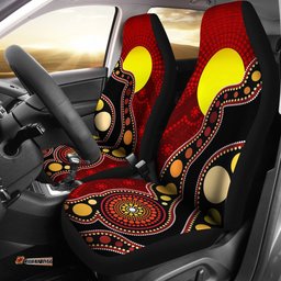 Aboriginal Car Seat Covers, Australia Aboriginal Lives Matter Flag Circle Dot Painting Art Seat Covers