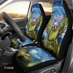 Personalised Jumping Kakapo Christmas Car Seat Cover New Zealand Fern Starry Night Style