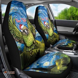 Personalised Jumping Kakapo Christmas Car Seat Cover New Zealand Fern Starry Night Style
