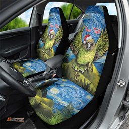 Personalised Jumping Kakapo Christmas Car Seat Cover New Zealand Fern Starry Night Style