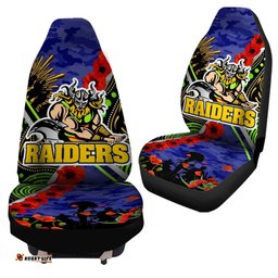 Raiders Rugby Anzac Aboriginal Car Seat Cover - Canberra Raiders with Anzac Day Poppy Flower Car Seat Cover