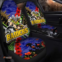 Raiders Rugby Anzac Aboriginal Car Seat Cover - Canberra Raiders with Anzac Day Poppy Flower Car Seat Cover