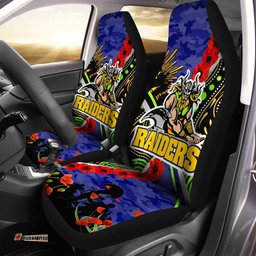 Raiders Rugby Anzac Aboriginal Car Seat Cover - Canberra Raiders with Anzac Day Poppy Flower Car Seat Cover