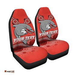 Custom Personalised Dolphins Rugby Redcliffe Aboriginal Art Car Seat Covers