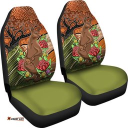 Aboriginal Car Seat Covers Kangaroo With Indigenous Tree