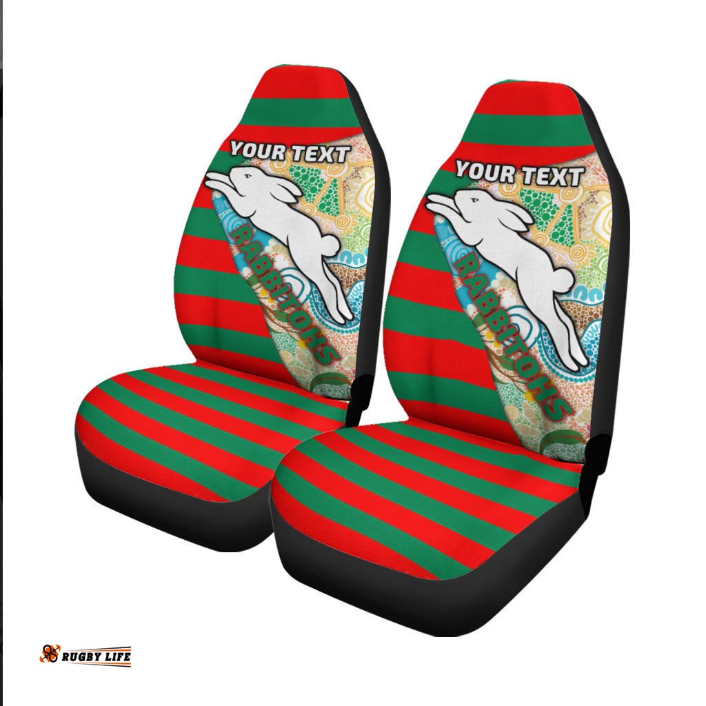 Custom Personalised Rabbitohs Car Seat Covers Aboriginal Sport Style