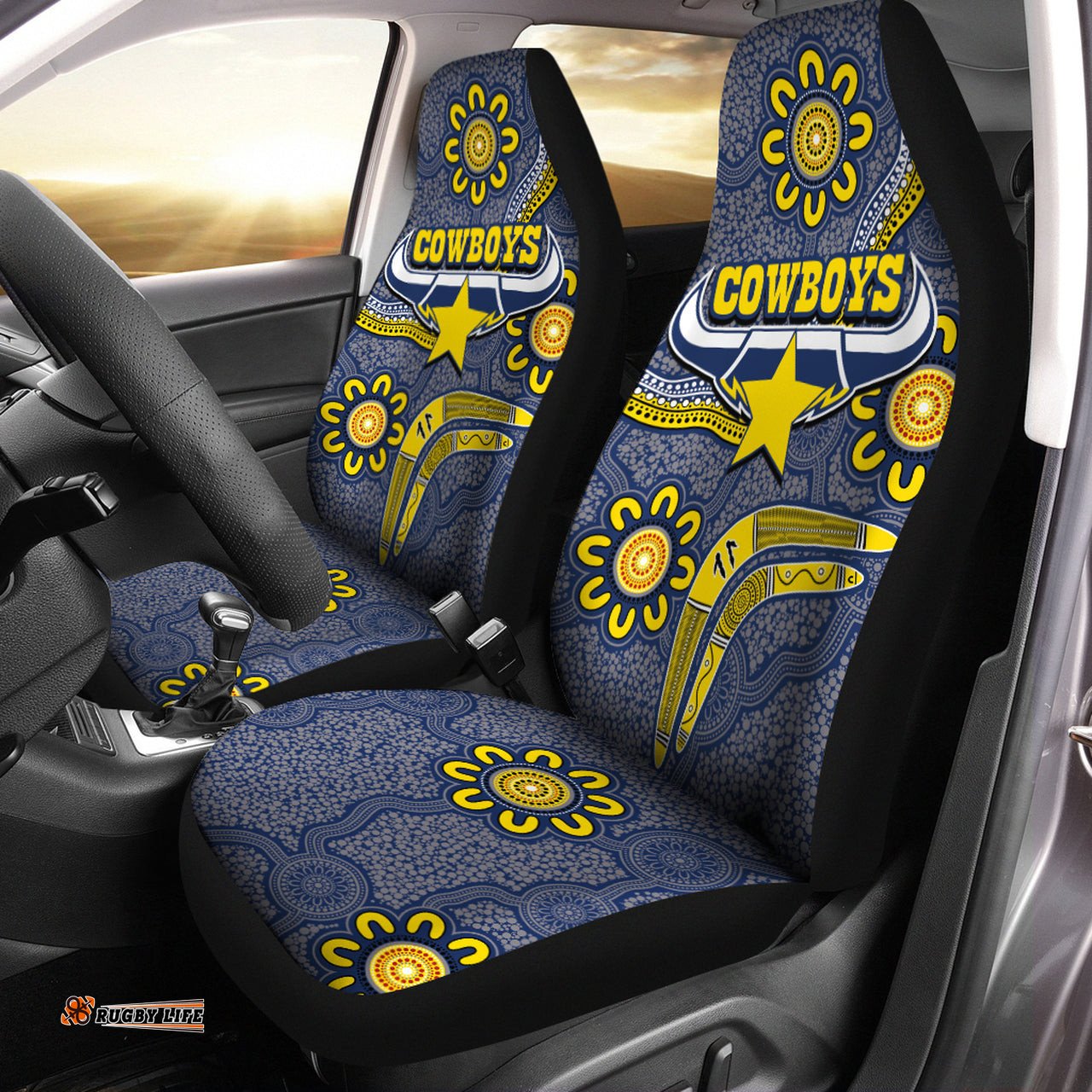 Cowboys Rugby Car Seat Covers Aboriginal Boomerang Cowboys Car Seat Covers