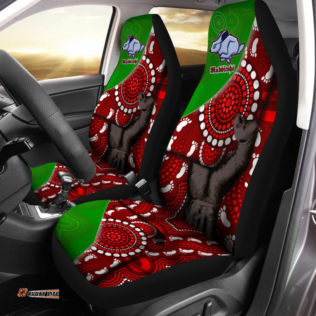 Rabbitohs Rugby Aboriginal Custom Patronage Car Seat Cover - South Sydney Rabbitohs Bloods In My Veins