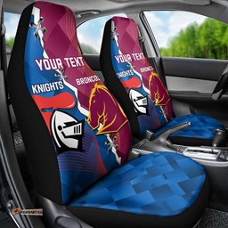 Custom Broncos And Knights Rugby Car Seat Cover Dynamic Version