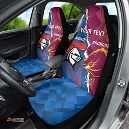 Custom Broncos And Knights Rugby Car Seat Cover Dynamic Version