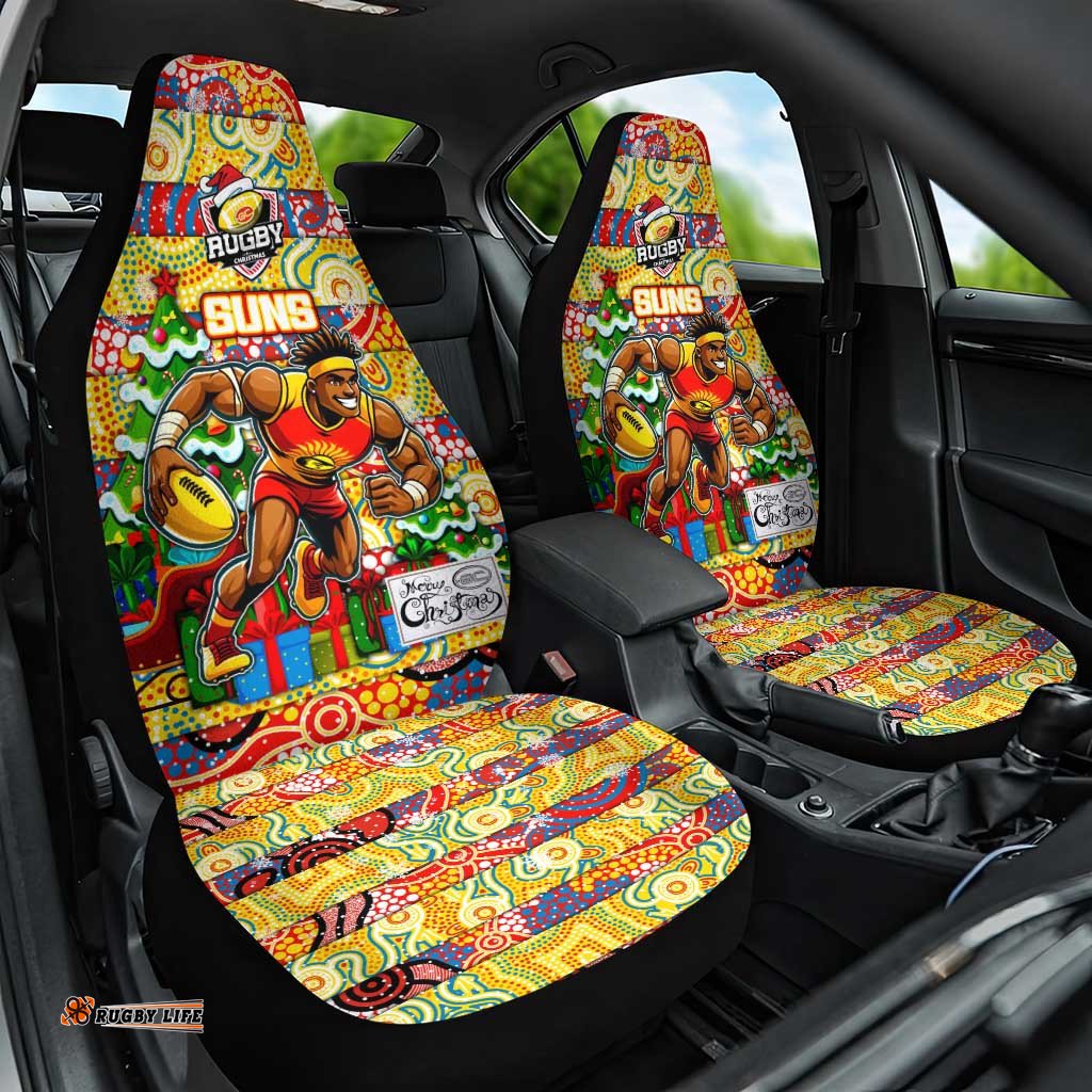 Suns Football Merry Christmas Car Seat Cover Indigenous Australian Art