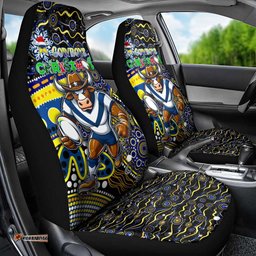 Merry Christmas Cowboys Car Seat Cover Aboriginal Santa Rugby Mascot North Queensland