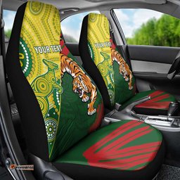 Custom Bangladesh And Australia Cricket Car Seat Cover Kangaroo Tiger Together