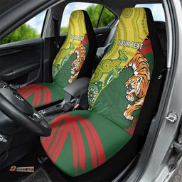Custom Bangladesh And Australia Cricket Car Seat Cover Kangaroo Tiger Together