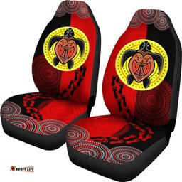 Aboriginal Dot Painting Seat Covers Turtle, Aboriginal Flag Style