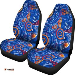 Aboriginal Car Seat Cover Indigenous Footprint Patterns Blue Color