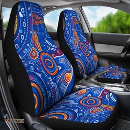 Aboriginal Car Seat Cover Indigenous Footprint Patterns Blue Color