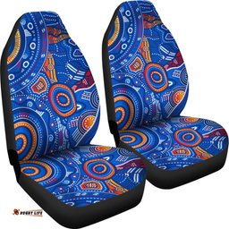 Aboriginal Car Seat Cover Indigenous Footprint Patterns Blue Color
