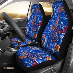 Aboriginal Car Seat Cover Indigenous Footprint Patterns Blue Color