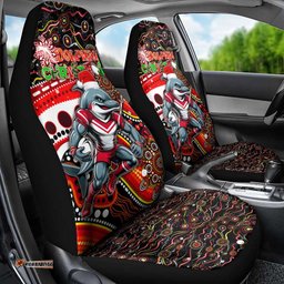 Merry Christmas Dolphins Car Seat Cover Aboriginal Santa Rugby Mascot Redcliffe