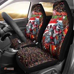 Merry Christmas Dolphins Car Seat Cover Aboriginal Santa Rugby Mascot Redcliffe