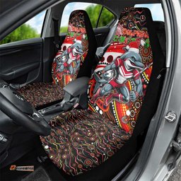 Merry Christmas Dolphins Car Seat Cover Aboriginal Santa Rugby Mascot Redcliffe
