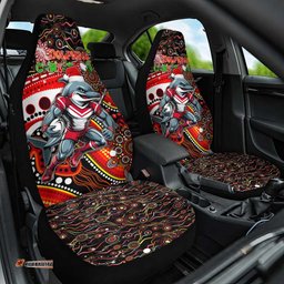 Merry Christmas Dolphins Car Seat Cover Aboriginal Santa Rugby Mascot Redcliffe