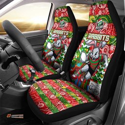 Rabbitohs Rugby Merry Christmas Car Seat Cover Indigenous Australian Art