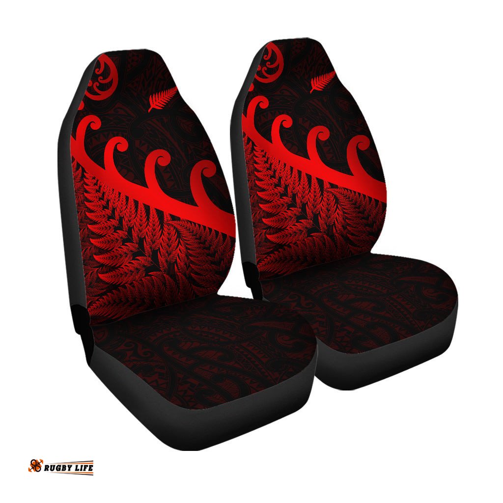 New Zealand Rugby Maori Car Seat Cover Silver Fern Koru Vibes Red