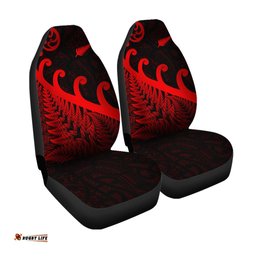 New Zealand Rugby Maori Car Seat Cover Silver Fern Koru Vibes Red