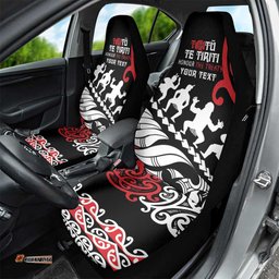 Honour The Treaty New Zealand Personalised Car Seat Cover Toitu Te Tiriti Half Fern with Haka dance