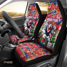 Roosters Rugby Merry Christmas Car Seat Cover Indigenous Australian Art