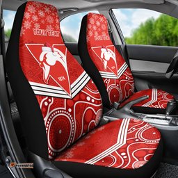 Personalised Swans Football Christmas Car Seat Cover Merry Xmas Mix Aboriginal Art