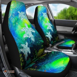 Aboriginal Car Seat Covers Indigenous Turtle Ocean Dot Painting Art