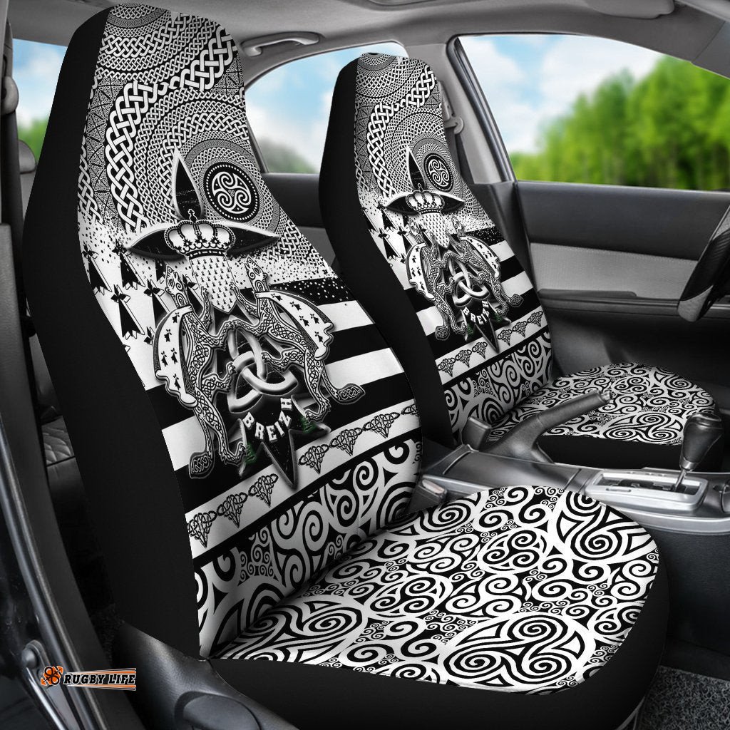 Celtic Brittany Car Seat Cover Brittany Flag With Stoat Ermine and Triskelion Symbols