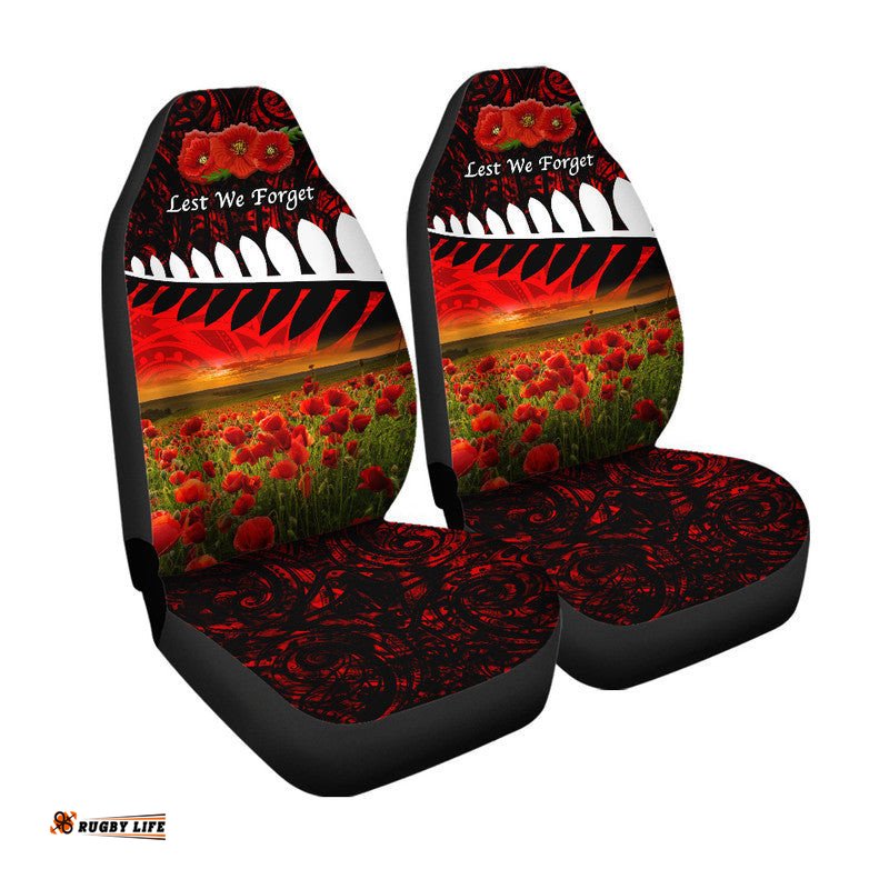 New Zealand Maori ANZAC Car Seat Cover Poppy Vibes Red